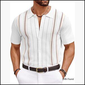 Men's Knit Short Sleeve Button Down Shirt, Stretch Fit, Summer Casual